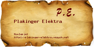 Plakinger Elektra névjegykártya